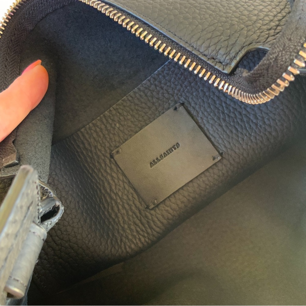 Allsaints Black Leather Crossbody Hobo Bag - Picture 10 of 11